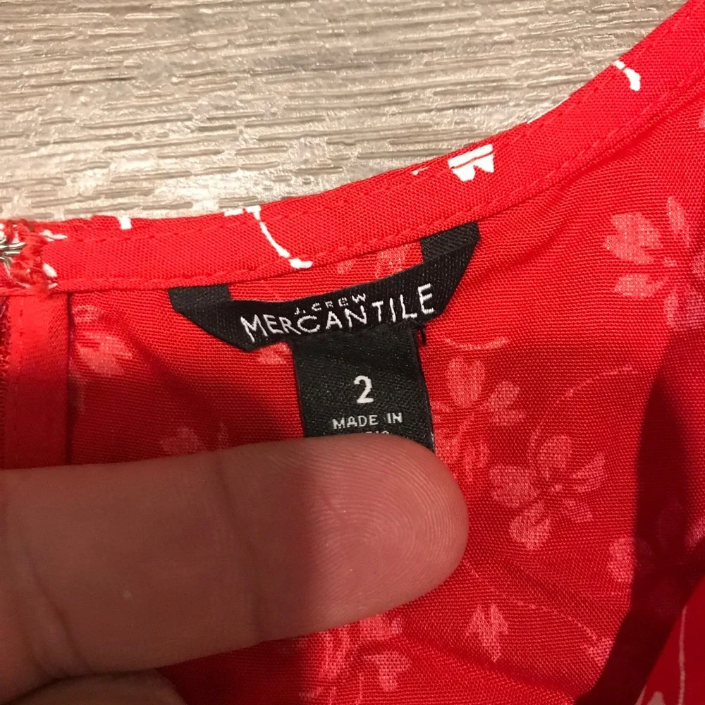 J. CREW FACTORY | Red Floral Faux Wrap Dress 2 - Picture 9 of 10